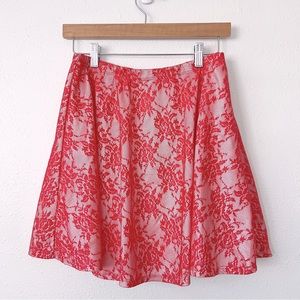 Mini Lace Skirt In Apricot/Coral Size Medium